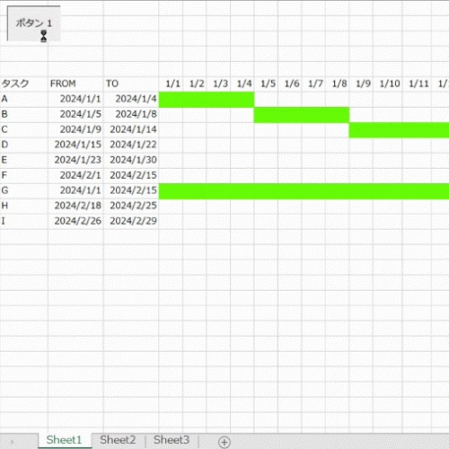 【Excel】VBAでセルに色を塗る方法～かんたんなガントチャートを例に～